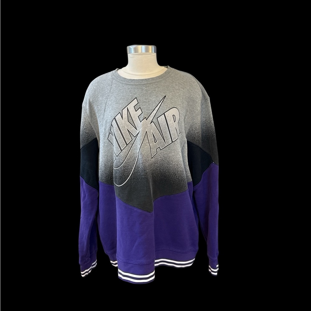 Nike Air Men's Gray and Purple Sweater 90s Retro VTG Mens 3X